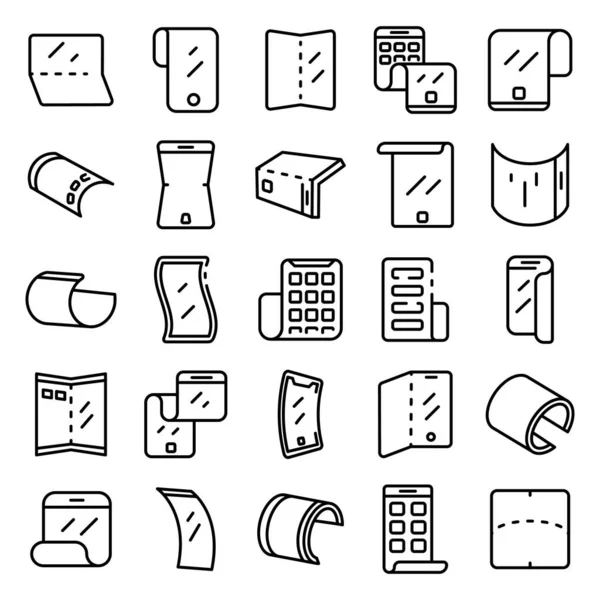 Ensemble d'icônes d'écran flexibles, style de contour — Image vectorielle