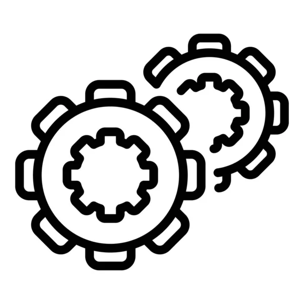 Icône de démarrage de roue dentée, style contour — Image vectorielle