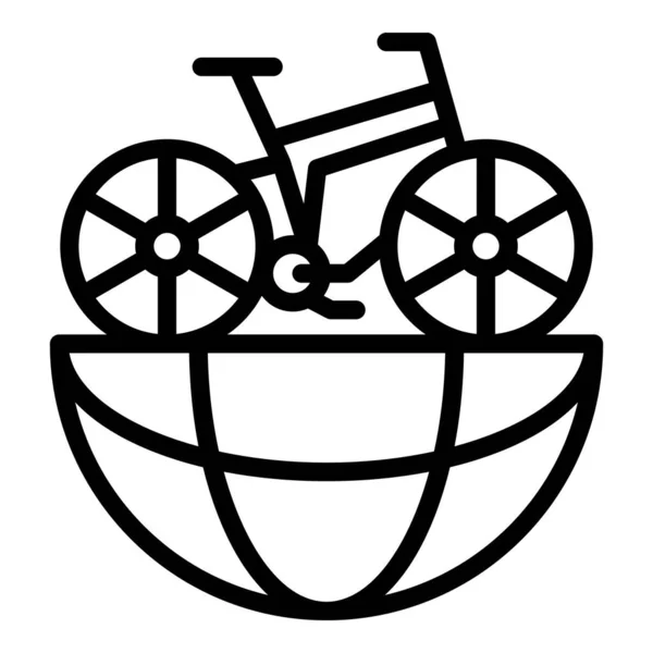 Global bike rent icon, outline style — Stock Vector