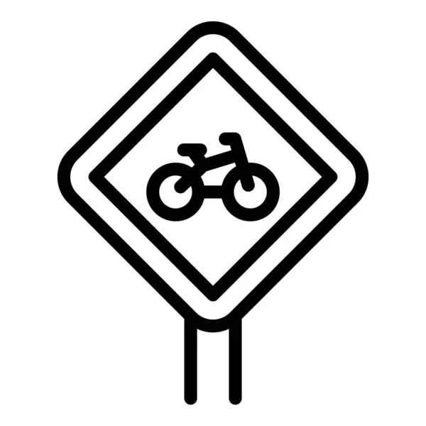 Ποδήλατο σήμα δρόμου εικονίδιο, περίγραμμα στυλ — Διανυσματικό Αρχείο