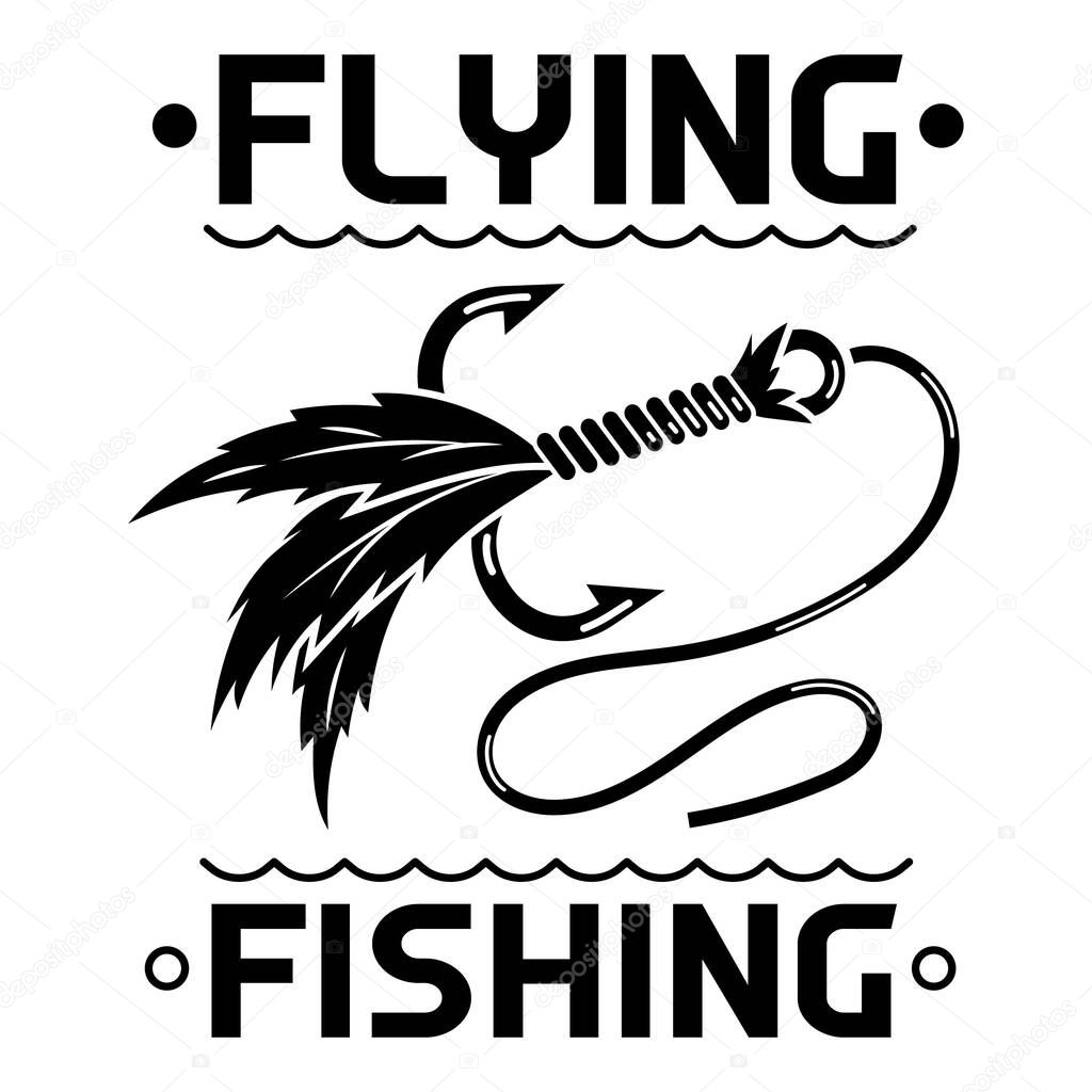 Flying fishing logo. Simple illustration of flying fishing vector logo for web design isolated on white background