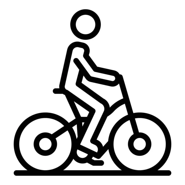 Чоловік їде на велосипеді значок, контурний стиль — стоковий вектор