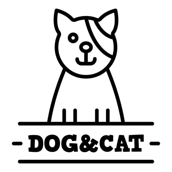 Chat logo vétérinaire, style contour — Image vectorielle