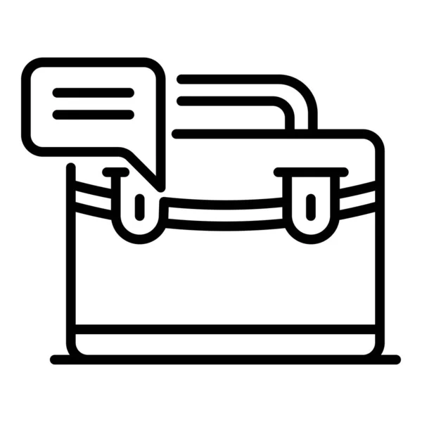 Porte-documents avec icône de bulle de chat, style contour — Image vectorielle