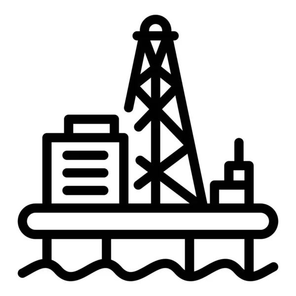 Icono de producción de petróleo en alta mar, estilo de esquema — Vector de stock