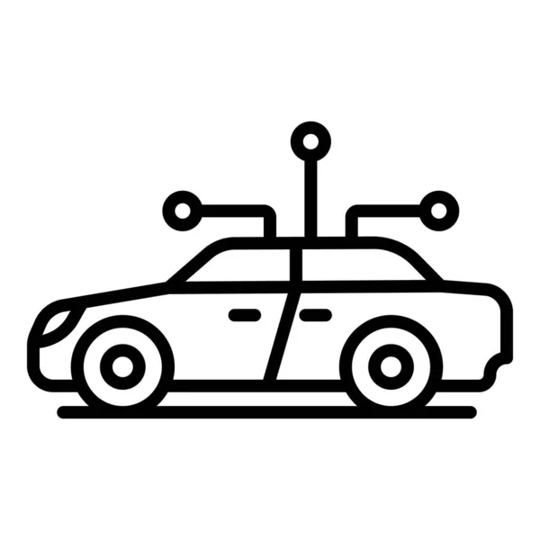 Электромобиль со сносками иконка, стиль наброска — стоковый вектор