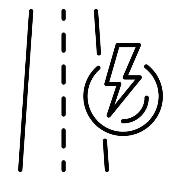 Road and lightning icon, outline style — Stock Vector