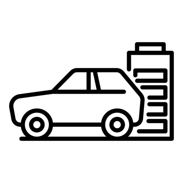 Electric car and battery icon, outline style — Stock Vector