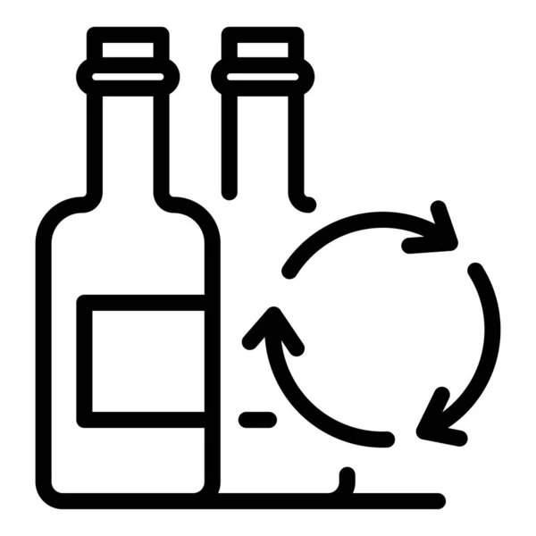 Ikona butelek do recyklingu, styl konturu — Wektor stockowy