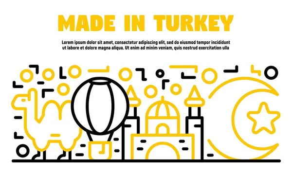 Banner hecho en Turquía, estilo de esquema — Vector de stock