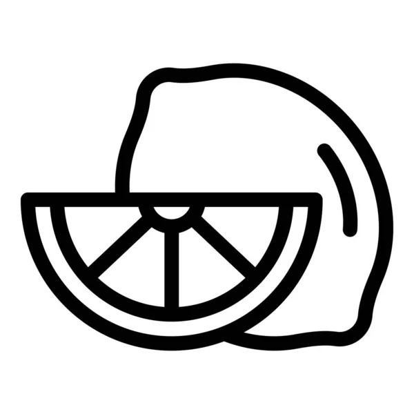 Slice lemon icon, outline style — Stock Vector