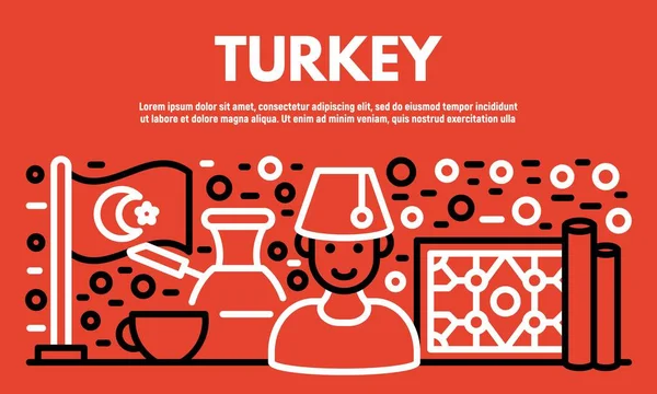 Banner de Turquía, estilo de esquema — Vector de stock