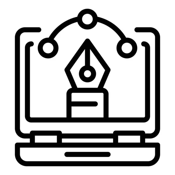 Editor Laptop-Symbol, Umrissstil — Stockvektor