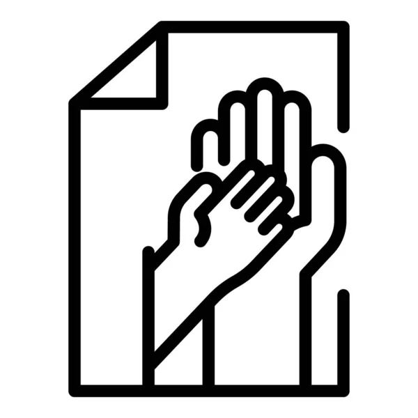 Hand of an adult and a child icon, outline style — Stock Vector