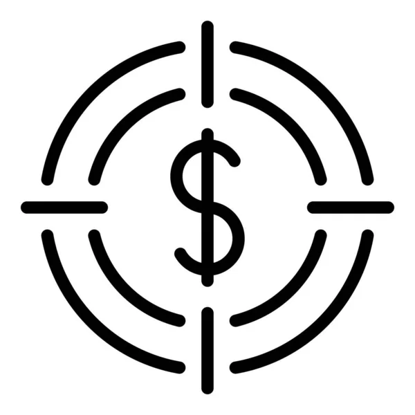 Dollar dans l'icône cible, style contour — Image vectorielle