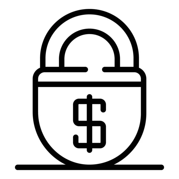 Signo de dólar icono de bloqueo, estilo de esquema — Vector de stock