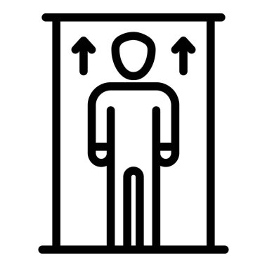 Asansördeki adam ok simgesi, taslak biçimi