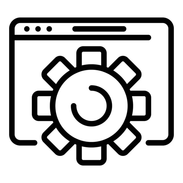 Application window and gear icon, outline style — Stock Vector