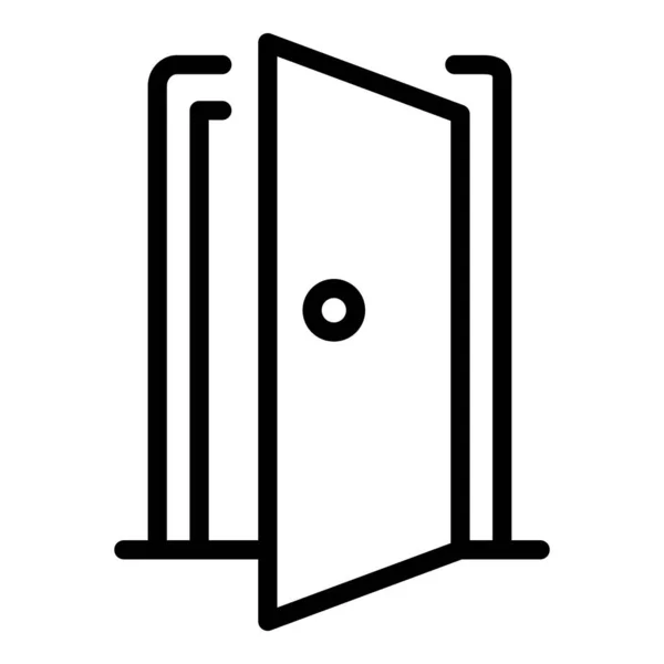 Открытая дверь дома икона, очертания стиля — стоковый вектор