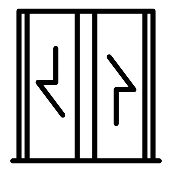 Portes d'ascenseur avec icône flèches, style contour — Image vectorielle