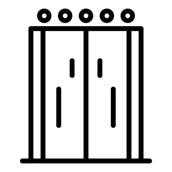 Portes d'ascenseur avec icône indicateur, style contour — Image vectorielle