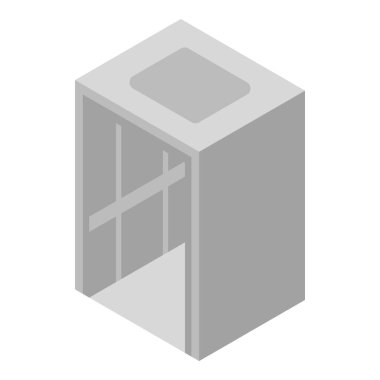 Çelik asansör simgesi, izometrik biçim