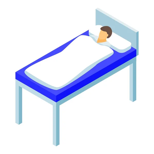 男性病院のベッドのアイコン、アイソメトリックスタイル — ストックベクタ
