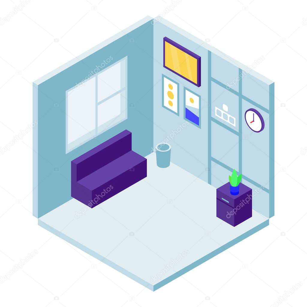 Rest room icon, isometric style