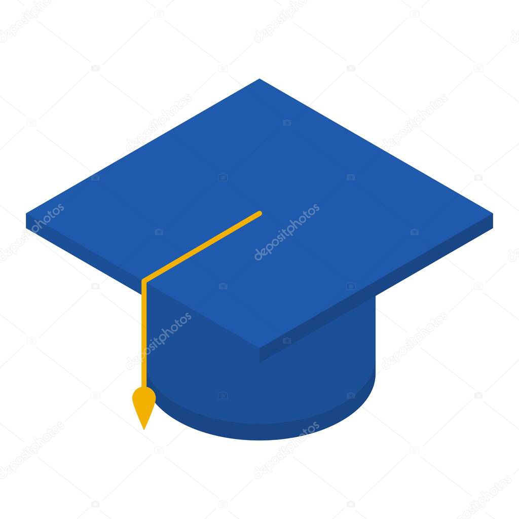 Graduated hat icon, isometric style