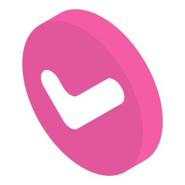 Pembe onaylı işaret simgesi, izometrik biçim
