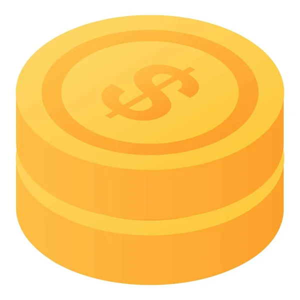 Dólar monedas icono, estilo isométrico — Vector de stock