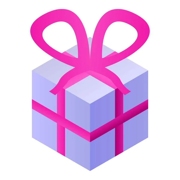 Rosa Band Geschenkbox Symbol, isometrischen Stil — Stockvektor