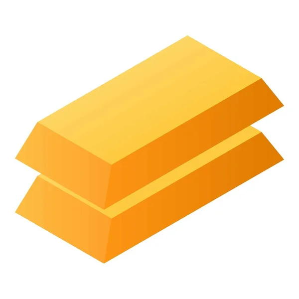 Ícone de pilha de barra de ouro, estilo isométrico — Vetor de Stock