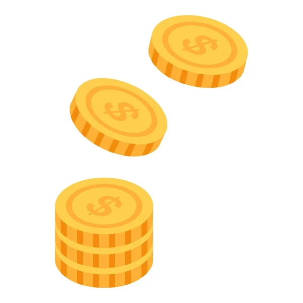 Gold money coins icon, isometric style — Stock Vector