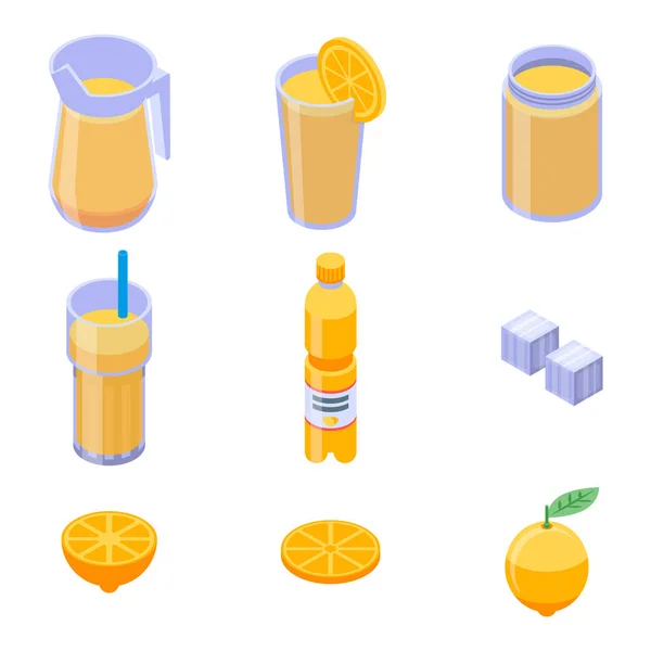 Conjunto de iconos de limonada, estilo isométrico — Vector de stock