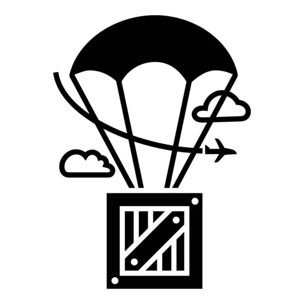 降落伞包裹派递图标，简约风格 — 图库矢量图片