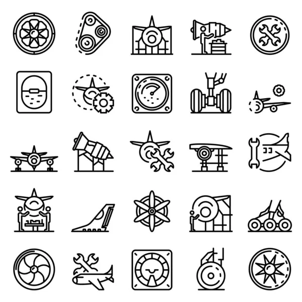 Aircraft repair icons set, outline style — Stock Vector