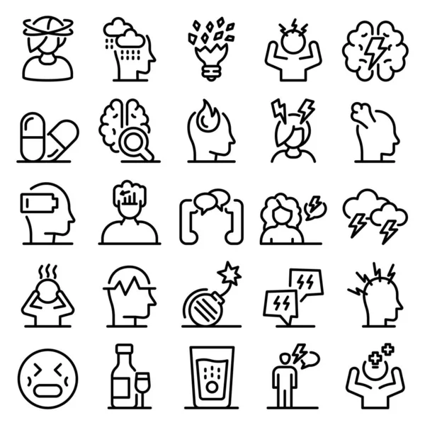 Stress icons set, outline style — Stock Vector