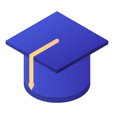 Mezun şapka kutsal kişilerin resmi, izometrik stili