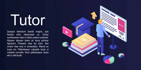 Tutor concept banner, isometric style