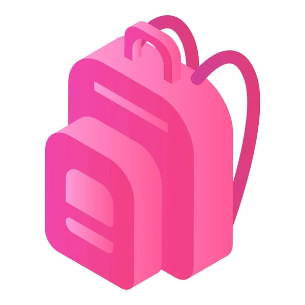 Ikona růžového batohu, izometrický styl — Stockový vektor