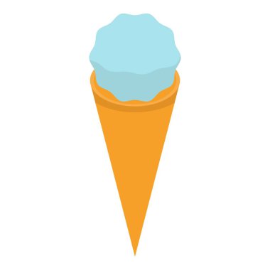 Mavi koni dondurma ikonu, izometrik stil