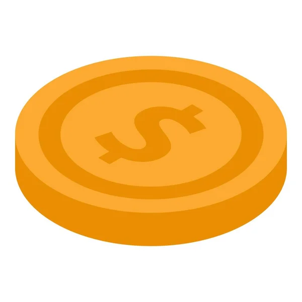 Gold coin icon, isometric style — Stock Vector