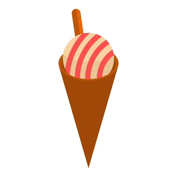 원추형 아이스크림 아이콘, 등거리적 스타일 — 스톡 벡터