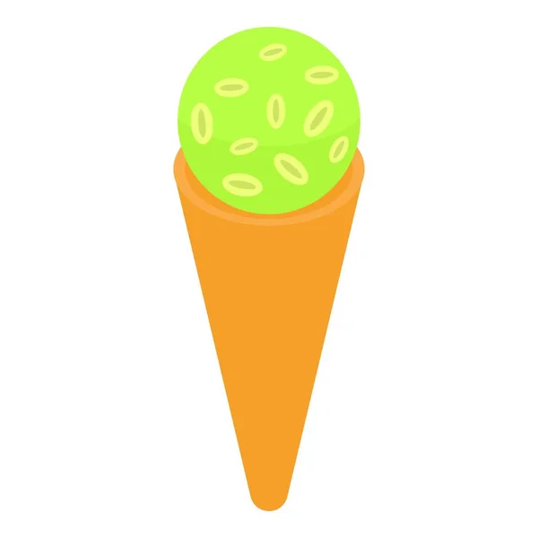 Icône verte crème glacée citron vert, style isométrique — Image vectorielle
