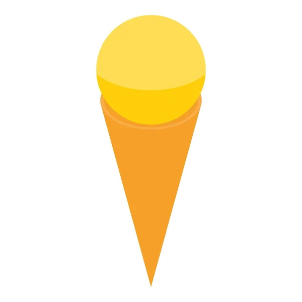 노란색 바닐라 아이스크림 아이콘, 등거리적 스타일 — 스톡 벡터