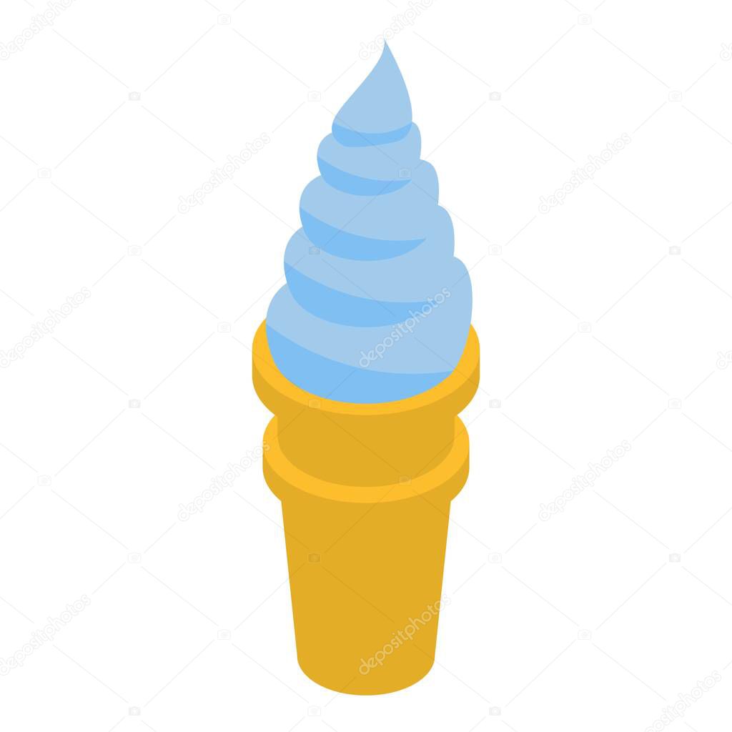 Blue ice cream icon, isometric style