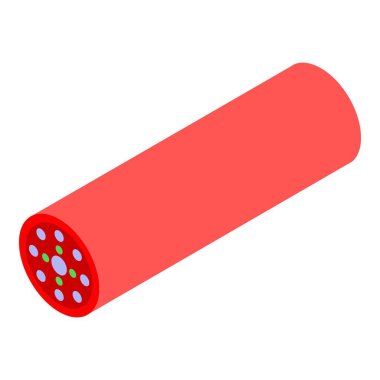 Kırmızı optik kablo simgesi, izometrik biçim