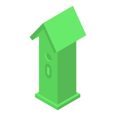 Yeşil kuş evi simgesi, izometrik biçim