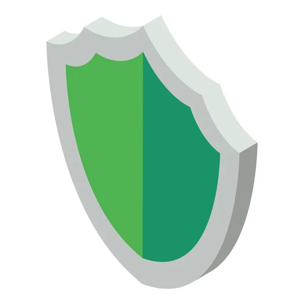 Icono de escudo verde, estilo isométrico — Vector de stock